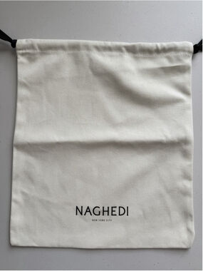 Authentic Naghedi New York City Drawstring Dust Bag Cream Canvas Storage Pouch